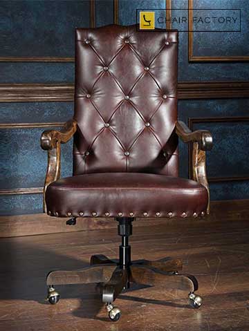 Colonial Genuine Leather Swivel Chair