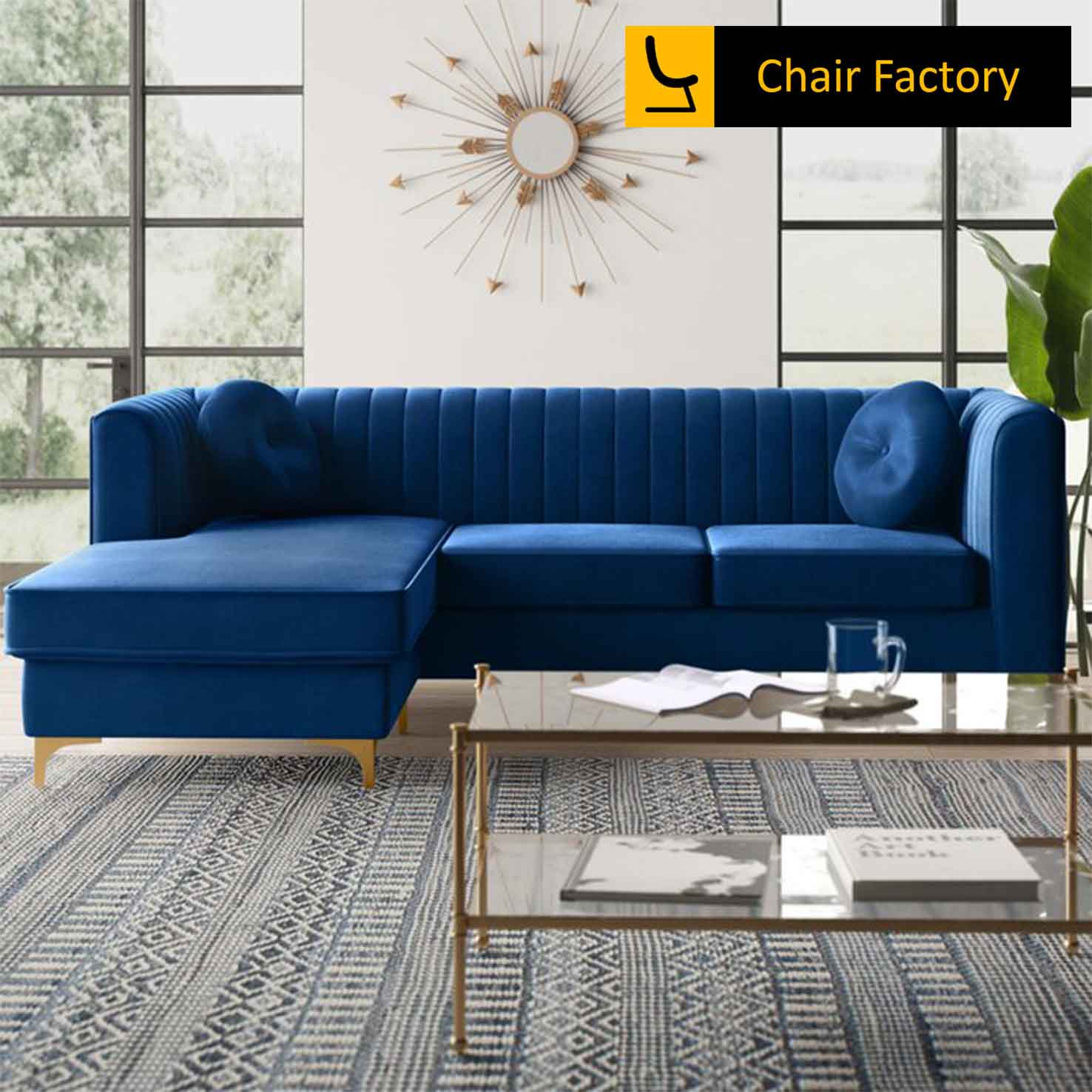 Blanche blue L shape sofa 