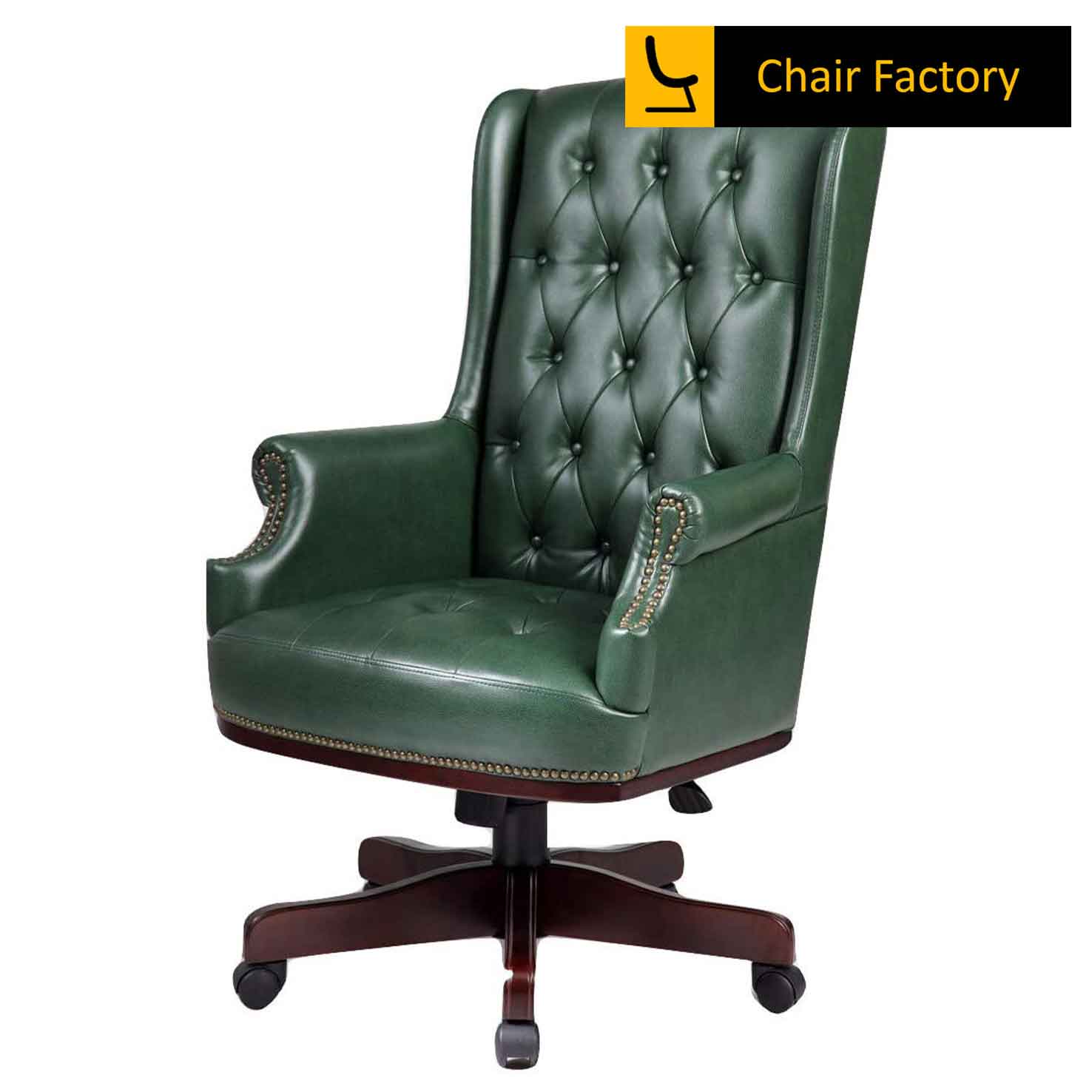 Governor bottle green High Back 100% genuine leather chair 