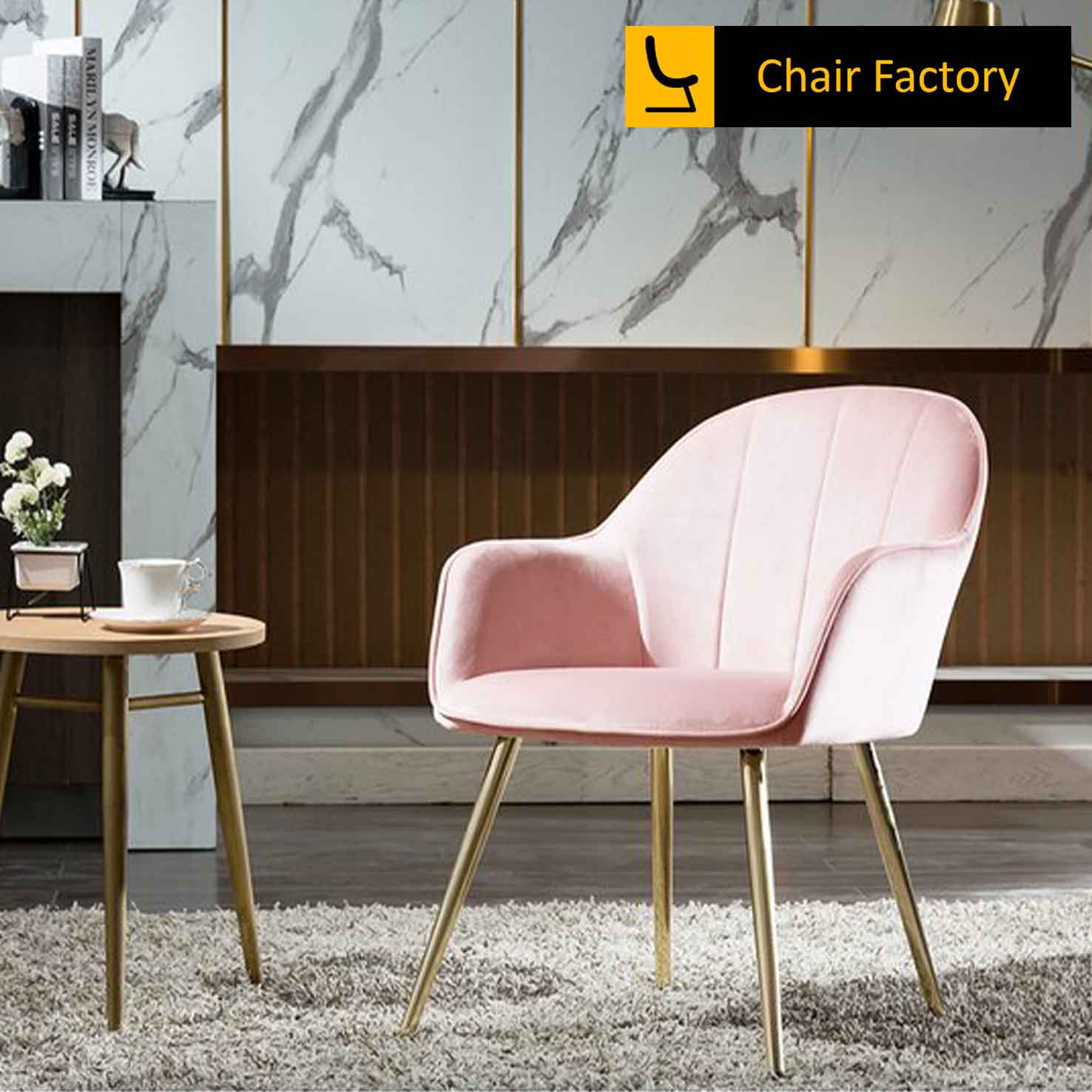 Plasha Pink Gold legs Chair 