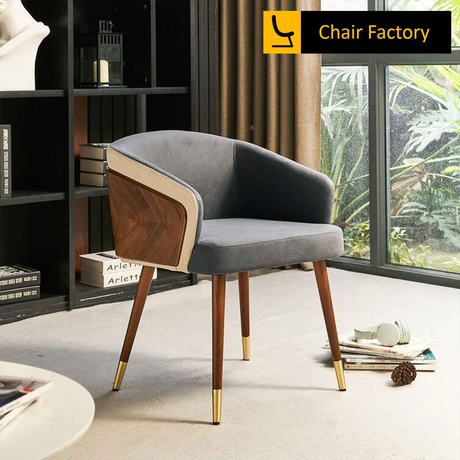 Veov gray gold legs chair accent chair with gray color | Chair Factory