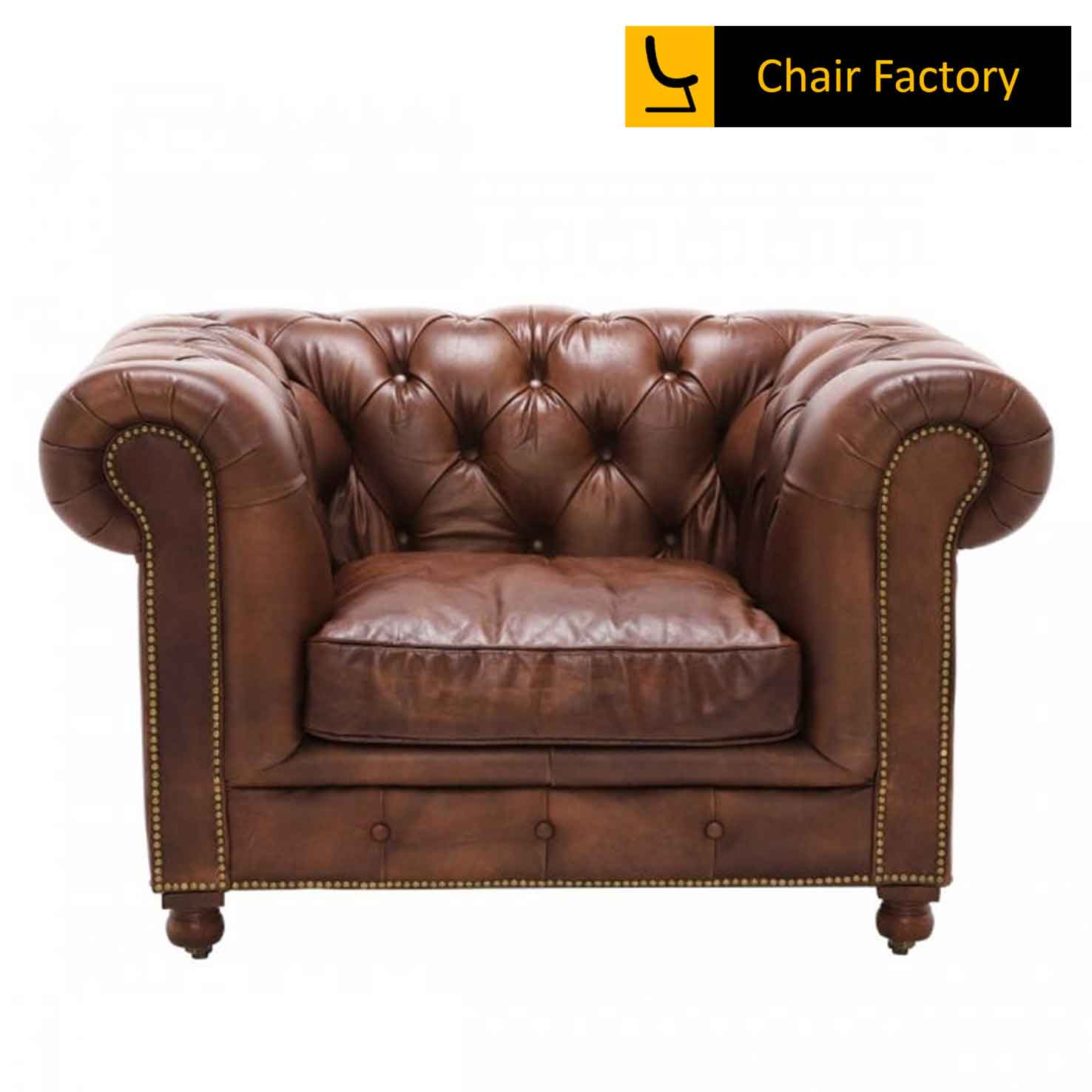 Kentmere Rustic Textures Vintage Brown Genuine Leather Arm Chairs for
