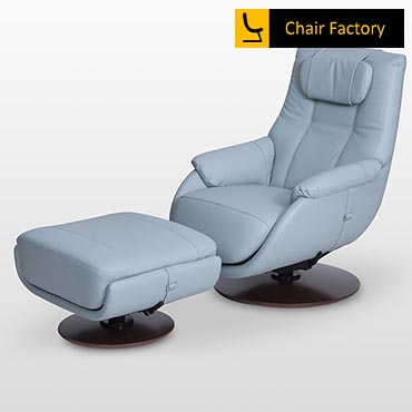 Telford Blue Genuine Leather Recliner Chair With Ottoman