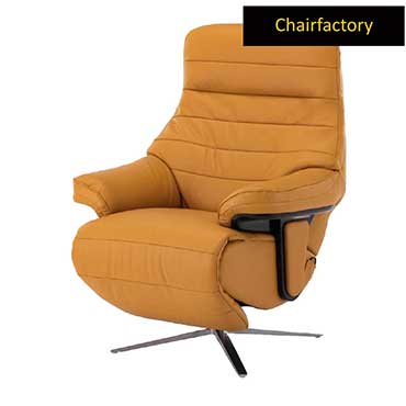 Eleanor Mustard Yellow Genuine Leather Electric Motor Recliner Chair 