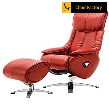 Domingo Red Genuine Leather Recliner Chair with Ottoman