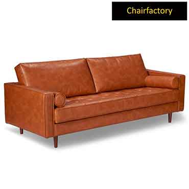Brown Clive Leatherette 2 Seater Sofa