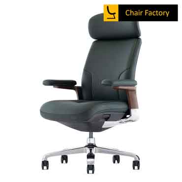  Stallion High Back Green 100% Genuine Leather Office Chair 