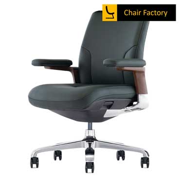 Stallion Mid Back Green 100% Genuine Leather Office Chair