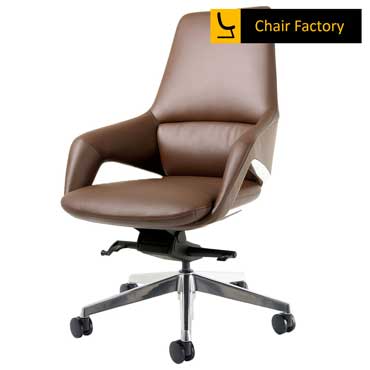 Eros Mid Back 100% Genuine Leather Brown Chair 