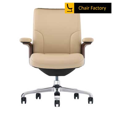 Stallion Mid Back 100% Genuine Leather Cream Chair 