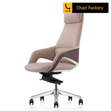 Eros High Back 100% Genuine Leather Cream Chair 