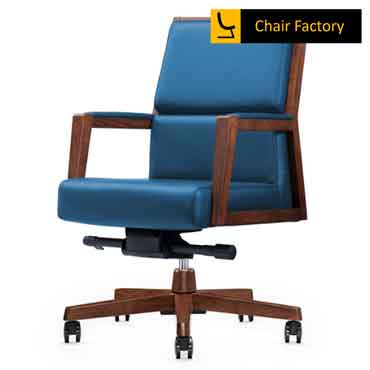MONTGOMARY  BLUE MID BACK 100% GENUINE LEATHER CHAIR