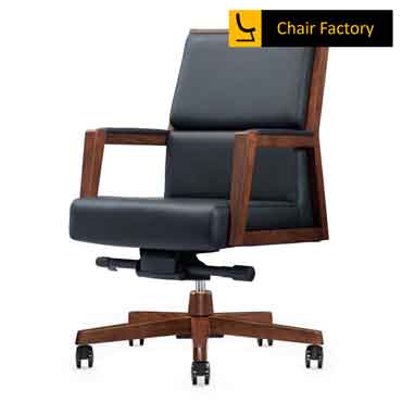 MONTGOMARY MID BACK 100% GENUINE LEATHER BLACK CHAIR