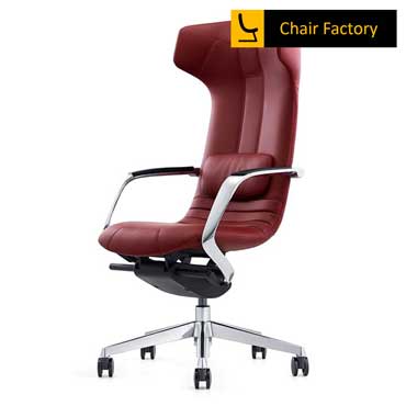 Victorious High Back Imported 100% Genuine Leather Red Office Chair