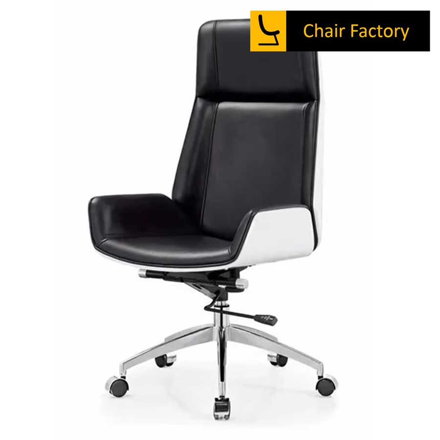 HILANDER HIGH BACK BLACK AND WHITE LEATHER CHAIR