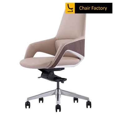 Eros mid back Imported Faux Leather Cream Chair