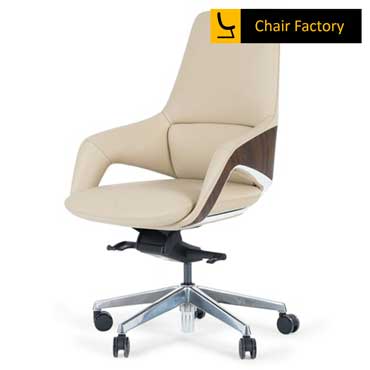 Eros Mid Back Imported Faux Leather Cream Chair