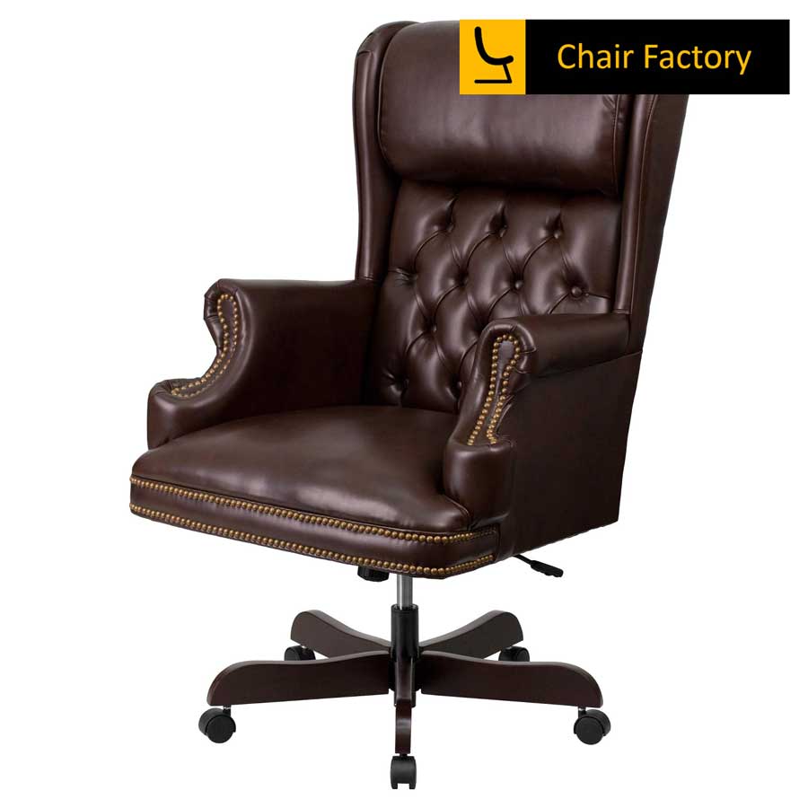 Count Brown High Back 100% Genuine Leather Chair