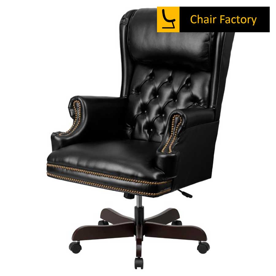 Count Black High Back 100% Genuine Leather Chair
