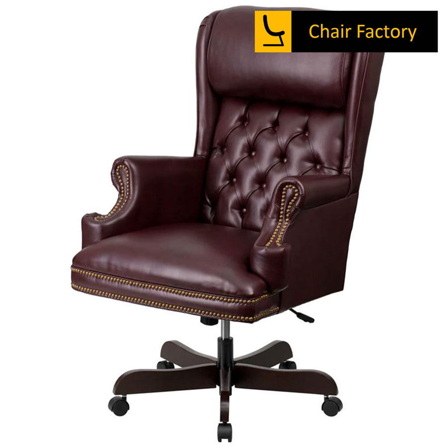 Count Burgundy High Back 100% Genuine Leather Chair