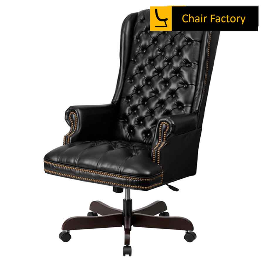 Kingdom Black High Back 100% Genuine Leather Chair
