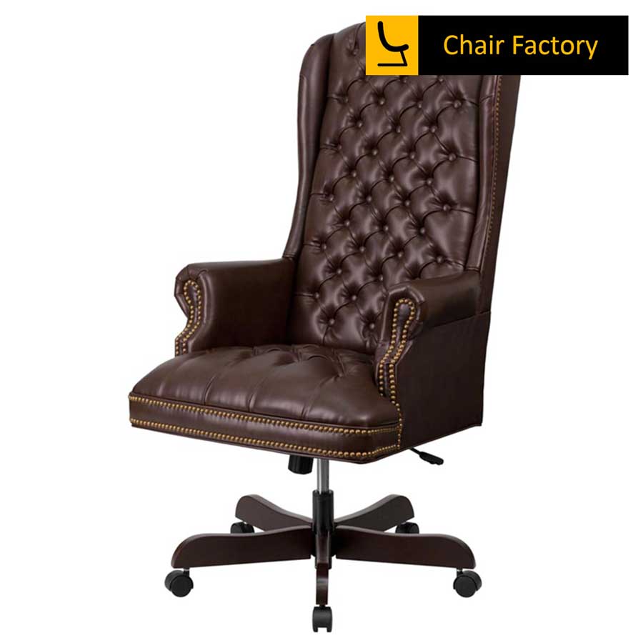 Kingdom Brown High Back 100% Genuine Leather Chair