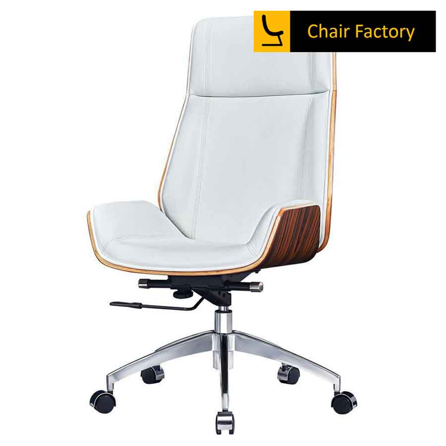 HILANDER White High Back 100 Modern Genuine Leather Office Chairs