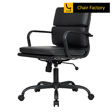 James Soft Pad mid Back conference room Leather Chair with black frame