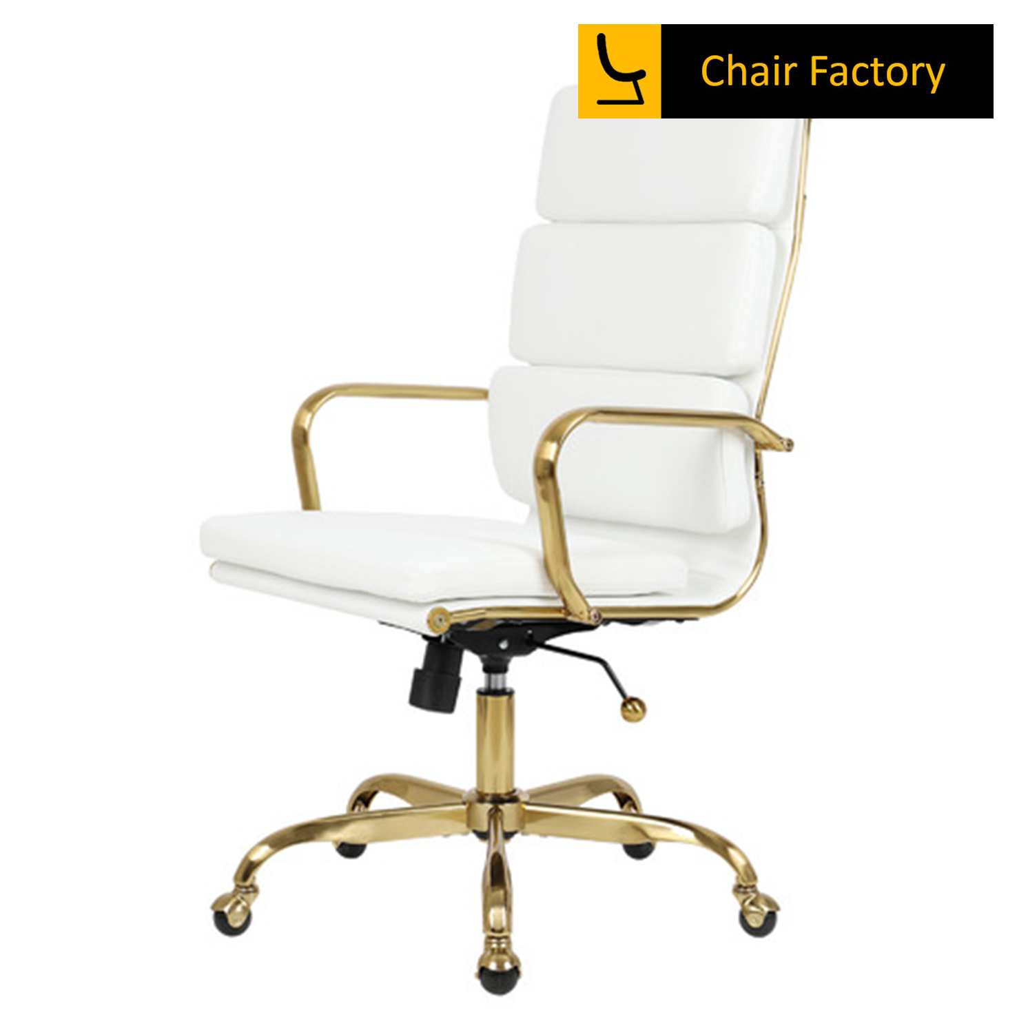 James Soft Pad High Back conference room Leather Chair with gold frame