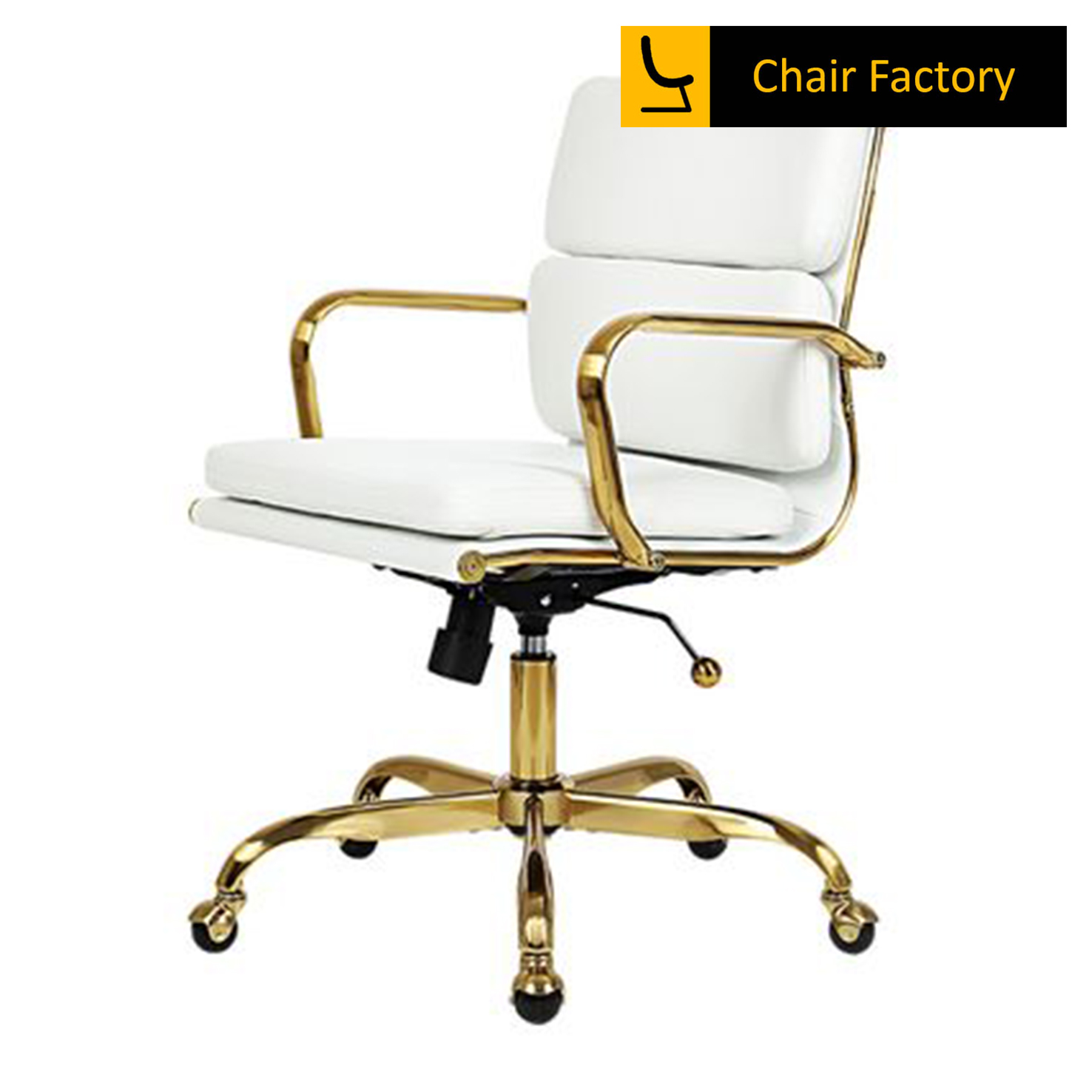 James Soft Pad Mid Back conference room Leather Chair with gold frame
