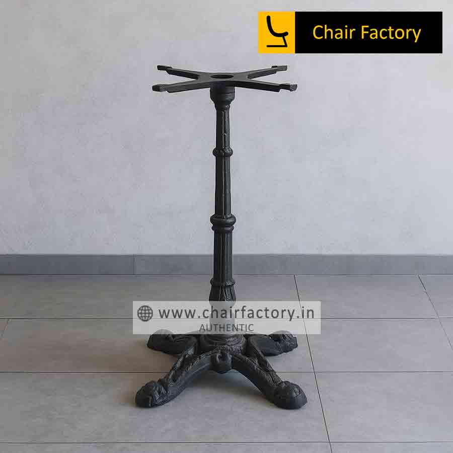 Plato Black Mlid Steel Metal Single Pillar Cafe Table Stand | Chair Factory
