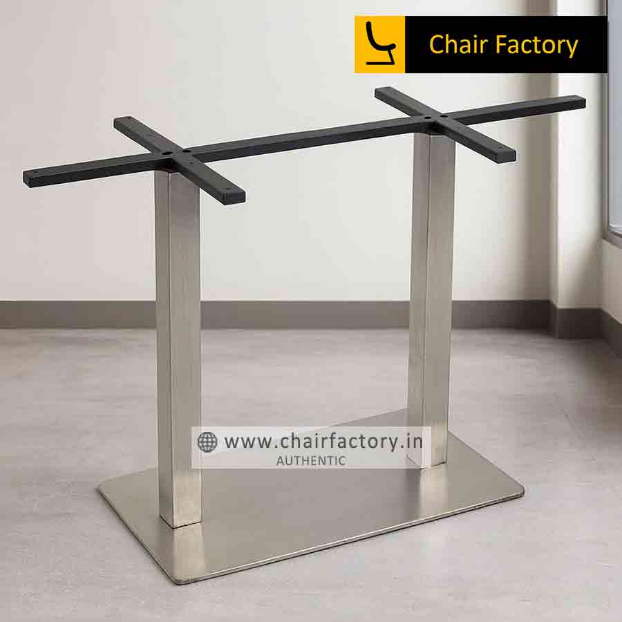 Norbo Stainless Steel Metal Double Pillar Cafe Table Stand | Chair Factory