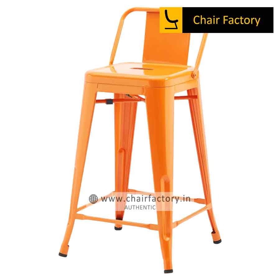 Tolix Orange High Counter Bar Stool Small
