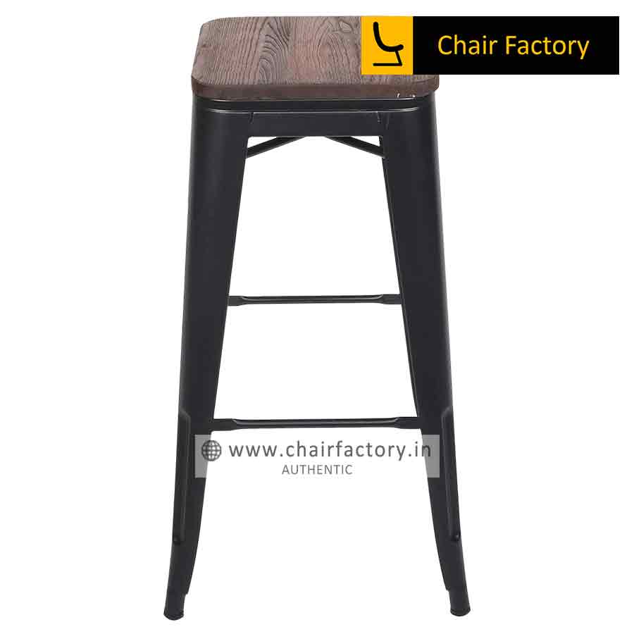 Tolix stool with wooden seat high counter bar stool