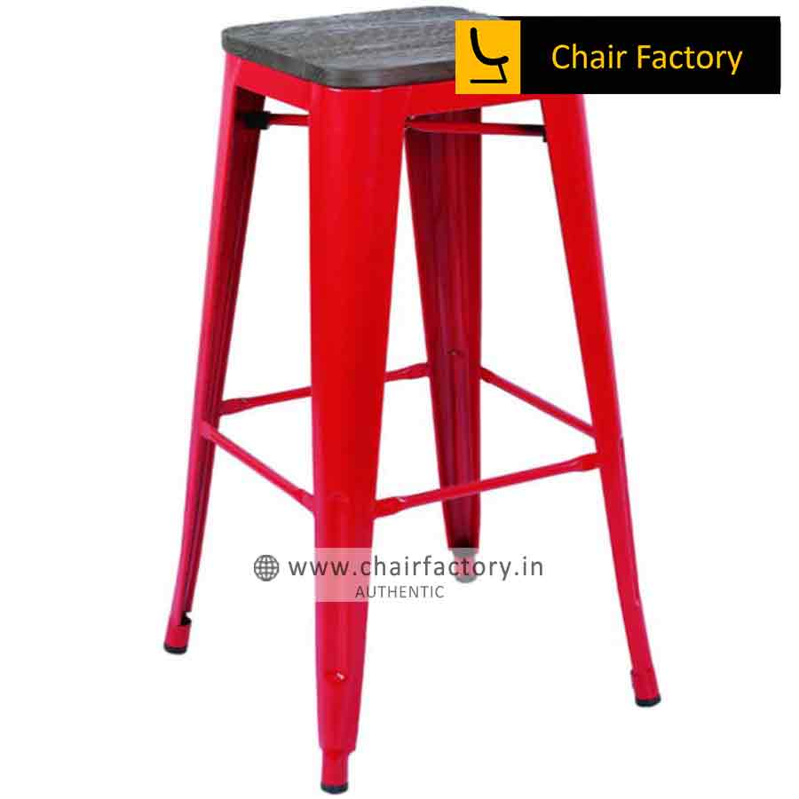 Tolix Stool With Wooden Seat