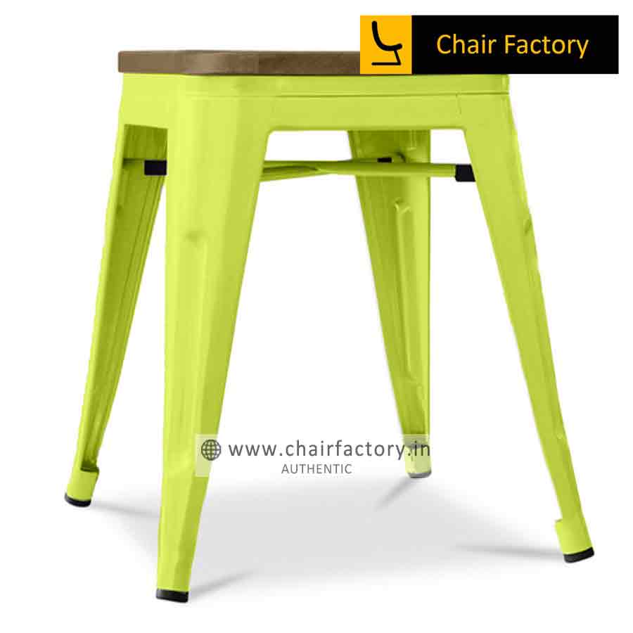 TOLIX Olive Green Wooden Bar Stools