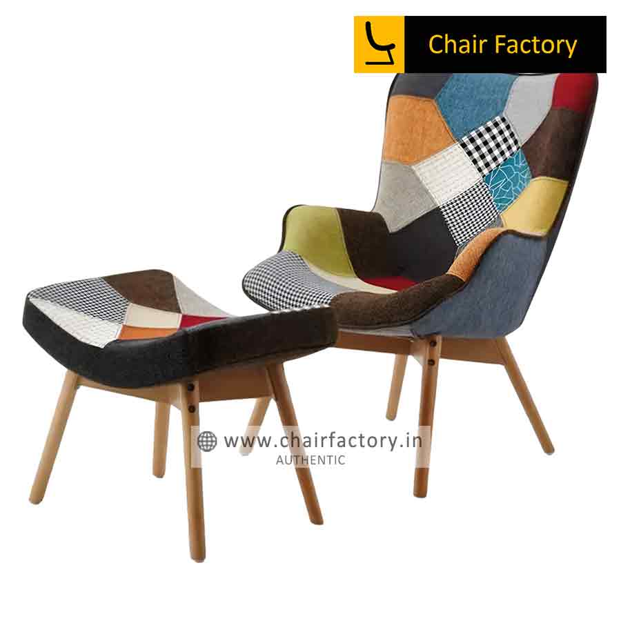 Duke Patchwork Lounge Chair With Footrest
