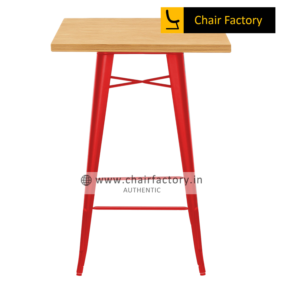 Tolix Square Red Bar Table