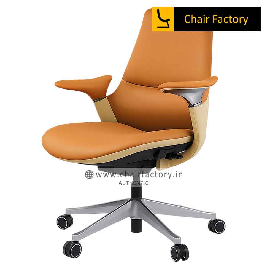 Mandate Mid Back 100% Genuine Leather Tan Chair