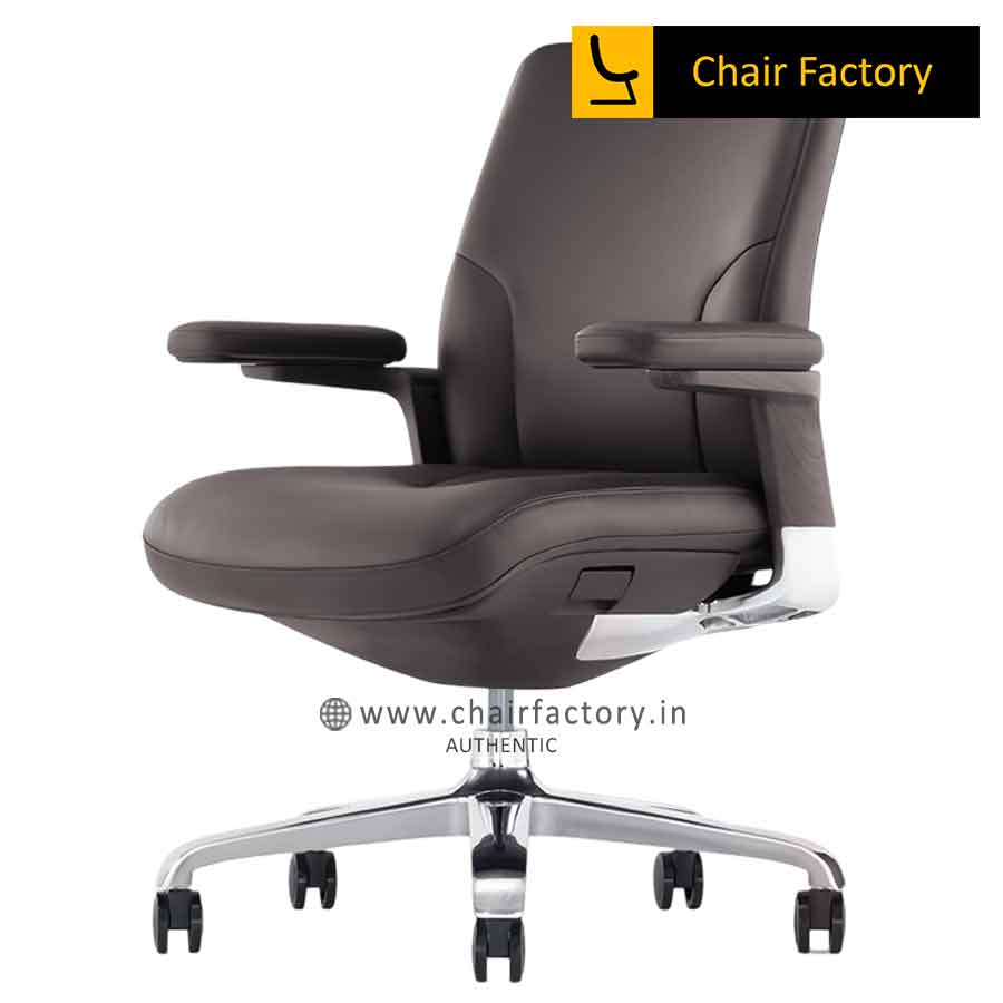 Stallion Mid Back 100% Genuine Leather Brown Chair 