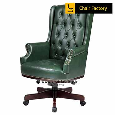 Governor bottle green High Back 100% genuine leather chair 