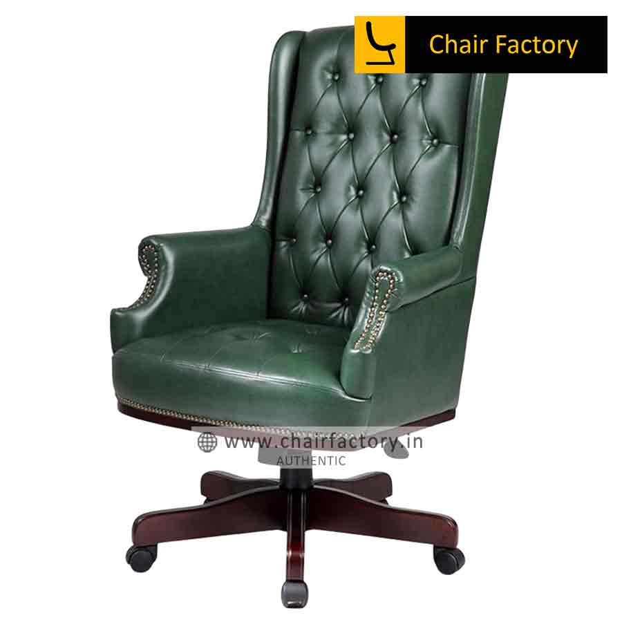 Governor bottle green High Back 100% genuine leather chair 
