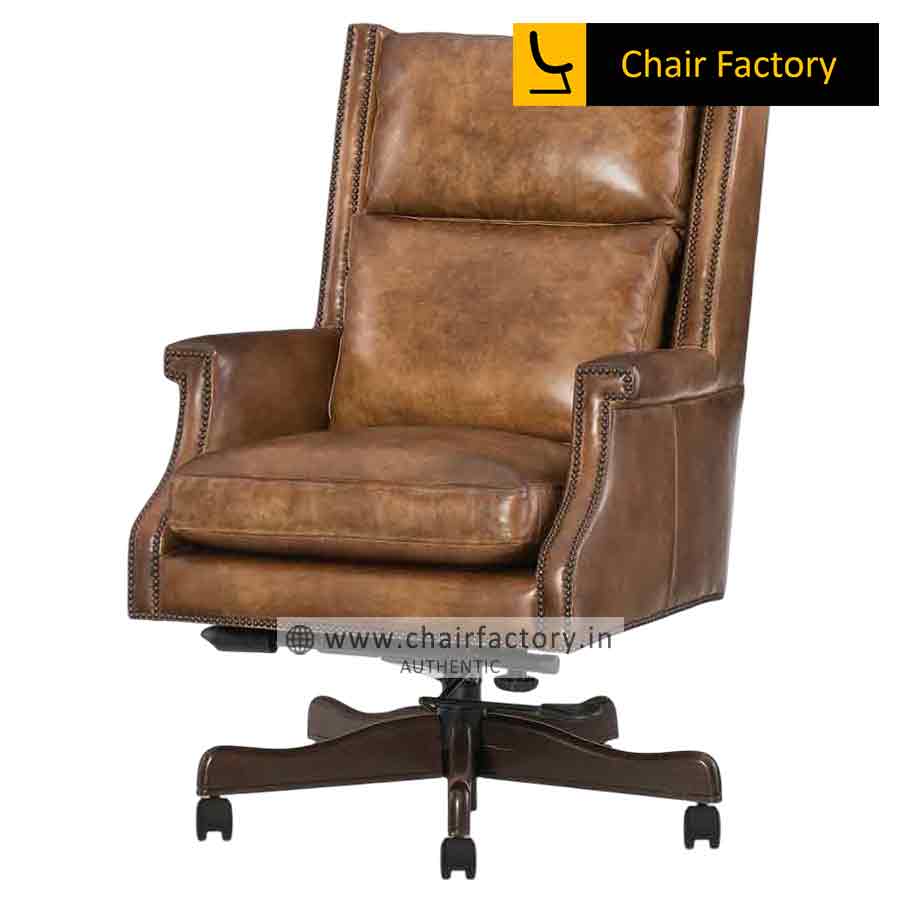 Heinrich Brown 100% genuine leather chair 