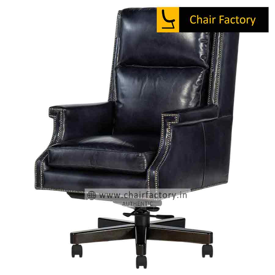 Heinrich BLACK HIGH BACK 100% GENUINE LEATHER CHAIR
