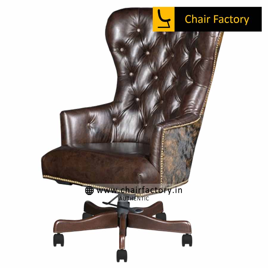 Ramesses Designer Brown High back 100% genuine leather chair 