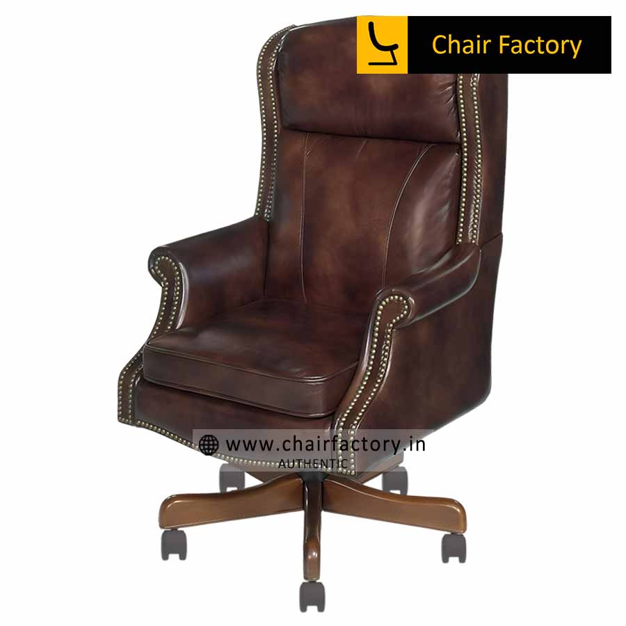 Xeres Brown Designer HIGH BACK 100%  GENUINE LEATHER CHAIR 