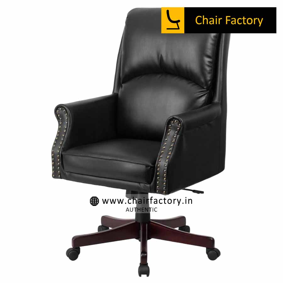 Duke Black Mid Back 100% Genuine Leather Chair