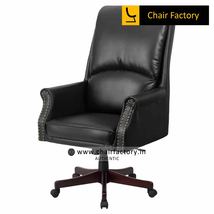 Duke Black High Back 100% Genuine Leather Chair