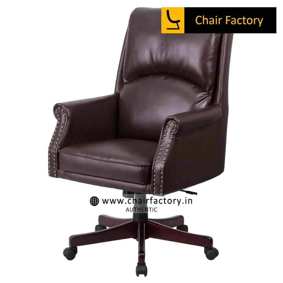 Duke Brown Mid Back 100% Genuine Leather Chair