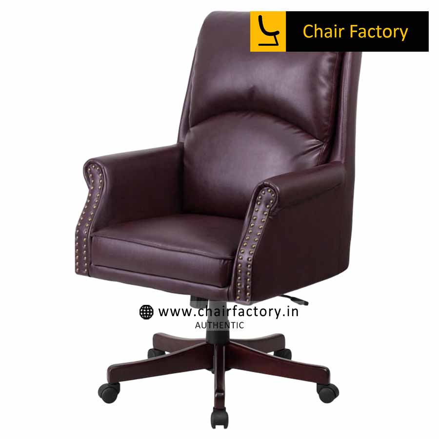 Duke Burgundy Mid Back 100% Genuine Leather Chair